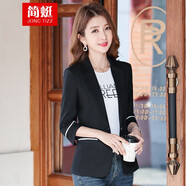 簡(jiǎn)蜓小西裝外套女新款休閑修身設(shè)計(jì)感時(shí)尚短款小個(gè)子百搭西服氣質(zhì)上衣 黑色七分袖） L（建議：100-110斤）