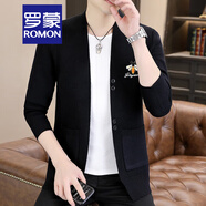 羅蒙（ROMON）輕熟風(fēng)針織開(kāi)衫男2025春秋新款外搭毛衣男韓版潮流毛線(xiàn)上衣外套男 6816蜜蜂黑色 XL 120-140斤