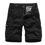 太白鳥(niǎo)夏季新品純棉休閑短褲男多口袋工裝短褲男士戶(hù)外大碼五分褲中褲潮 11黑色 34