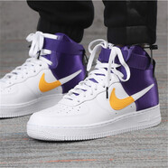 耐克（NIKE）新款男鞋 Air Force 1 小麥棕色AF1高幫運動鞋板鞋 BQ4591-101白紫 38.5