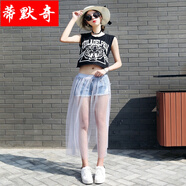 紗裙半身裙透明春夏季透視網(wǎng)紗單層罩裙長(zhǎng)裙高腰外搭中長(zhǎng)沙沙半截半節(jié)群 淺灰色 裙長(zhǎng)100cm(建議身高170以上)