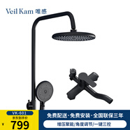唯感（Veil Kam）衛(wèi)浴全銅主體龍頭黑色淋浴花灑套裝手持花灑噴頭套裝增壓花灑套裝 VK-601雅黑三擋花灑套裝