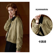 庫恩瑪維（KUHNMARVIN）【雙色可選】別致微光棒球服女2024年秋季新款老錢(qián)風(fēng)外套K36370 卡其綠 M
