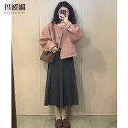 瑪嬌媚（Majiaomei）連衣裙套裝女裝2025年春秋新款復古小香風(fēng)毛呢外套女減齡百搭裙子 半身裙 M