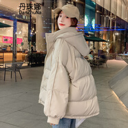 丹珠娜羽絨棉服女裝冬新款韓版寬松面包服短款百搭小個(gè)子棉衣女學(xué)生冬季 米白色 M