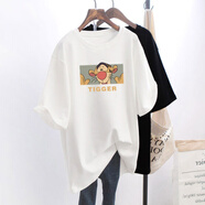 妃麗慕尚白色短袖T恤女中長(cháng)款2025夏季韓版寬松顯瘦洋氣印花女裝上衣 20165白色 M 建議110斤以?xún)?
                                         title=