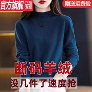 WVHK半高領(lǐng)羊毛衫女寬松毛衣大尺碼秋冬加厚針織打底衫加絨加厚冬天穿 BG/海藻藍/ 2XL 【125-135斤】