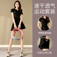 愛(ài)夢(mèng)鳥(niǎo)（Aimengniao）女裝套裝2025新款羽毛球服女跑步運(yùn)動(dòng)網(wǎng)球裙健身晨跑速干百褶短裙 套裝/黑色+黑色 L