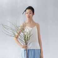 生活在左時(shí)裝周同款真絲顯瘦百搭V領(lǐng)小吊帶背心內搭外穿休閑 米白色 S