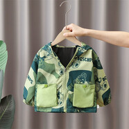 圓圓米米兒童外套春秋男1一3歲嬰兒衣服女寶寶夾克衫韓版洋氣男童秋冬外套 迷彩玩偶熊外套綠色 90 碼適合80-85cm約1-2歲