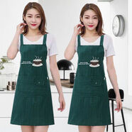 公圣耀圍裙女棉麻罩衣粗布圍裙洋氣背帶男女上班工作服圍腰裙一件裝 墨綠一件