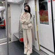 NRDCZ參加婚禮穿的衣服女套裝 姐姐春秋大碼季新款搭配一整時(shí)尚洋氣胖M 米色 M 建議80斤-100斤