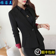 雅若美（yaruomei）職業(yè)裝女裝套裝小西裝正裝工作服西服面試工裝OL通勤職場面試外套 黑色西裝 L碼(建議100-110斤)