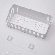 居物謠衛(wèi)生間壁掛架子免打孔浴室置物架洗手間收納架廚房掛籃廁所壁掛式 白色