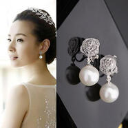 夢(mèng)君宸經(jīng)典氣質(zhì)玫瑰花仿珍珠墜歐美簡(jiǎn)約女耳飾 無(wú)耳洞耳夾