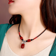 紅瑪瑙吊墜女項(xiàng)鏈民族風(fēng)長(zhǎng)款毛衣鏈百搭黃玉髓項(xiàng)鏈復(fù)古簡(jiǎn)約飾品88 紅色【標(biāo)準(zhǔn)長(zhǎng)度45厘米】