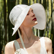 界內界外原創(chuàng  )設計師品牌太陽(yáng)帽女子20春夏季日系文藝薄款大檐盆帽出游防曬遮陽(yáng)漁夫帽子潮 米白色 均碼