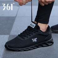 361°男鞋運動(dòng)鞋男跑步鞋夏季361度男休閑鞋大碼網(wǎng)鞋軟底旅游鞋子 烏黑色/10U中灰 42