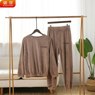 驍芬秋冬款睡衣女加厚珊瑚絨套裝學(xué)生簡(jiǎn)約甜美閨蜜休閑保暖寬松家 德芙可可套裝(上衣+褲子) 均碼 建議70斤-150斤