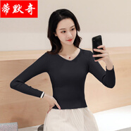 【新品】春秋款羊毛衫女款低領(lǐng)小個(gè)子高腰毛衣女長(zhǎng)袖緊身上衣冬薄針織衫修身打底衫 黑色【9801V領(lǐng)款】 XL