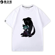 英雄LOL聯(lián)盟薇古絲熬夜波比聯(lián)名男女情侶寬松休純棉閑潮牌短袖T恤 白色1 S