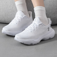 安德瑪（Under Armour）跑步鞋女 時尚簡約舒適輕便透氣低幫休閑運動鞋 白色 38.5