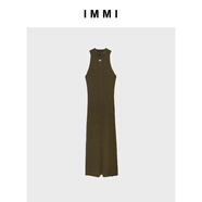 IMMI23秋冬新品羅紋高領(lǐng)無(wú)袖毛衣連衣裙132KN047Y 軍綠 M (1)
