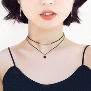 Qlady雙層chocker項圈女生銀項鏈鎖骨鏈短款頸鏈頸帶女士韓版脖子飾品吊墜生日情人節七夕禮物 925銀款 金色