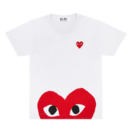 COMME DES GARCONS川久保玲PLAY新潮紅色半個(gè)CDG愛心印花刺繡短袖t恤潮流男女情侶款 白色 男XXL
