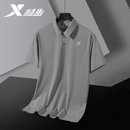 特步（XTEP） 短袖翻領(lǐng)polo衫商務(wù)休閑T恤男春夏季潮流透氣速干短袖職業(yè)正裝 泥土灰-透氣 XL 180