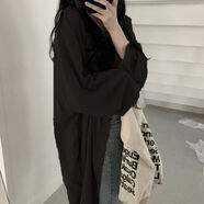 海之藤外搭開衫女夏季配長(zhǎng)裙大碼胖mm韓國(guó)chic襯衫薄款風(fēng)衣披肩外套300 黑色 4XL碼【161-200斤】