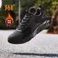 361°女鞋運動(dòng)鞋春秋季新款革面網(wǎng)面防滑耐磨跑步鞋軟底減震跑步鞋子女 曜石黑【加絨】 35