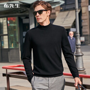 布先生春季新款100%羊毛衫男士小高領(lǐng)毛衣厚純色針織打底衫 【小高領(lǐng)】黑色 3XL (190)