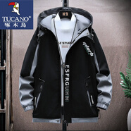 啄木鳥(niǎo)春秋季13青少年外套男孩15歲高初中學(xué)生12潮流帥氣夾克14大童男裝 10901/505黑灰色 XL （110-130斤左右）