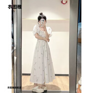 衣圖雅裙子夏天新款連衣裙學(xué)生2023夏季女生法式小眾甜美方領(lǐng)仙女長(cháng)裙 白色 均碼