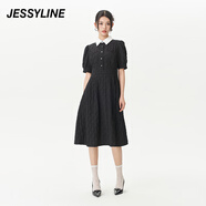 Jessy line夏季專柜款 杰茜萊時尚收腰顯瘦連衣裙 325111346 黑色 XS/155