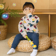 UBMOM韓國進(jìn)口兒童男女秋季衣服寶寶小熊郁金香長(cháng)袖長(cháng)褲套裝 深藍色郁金香 80