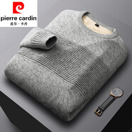 皮爾卡丹（pierre cardin）男裝品牌秋冬季粗針厚款毛衣男全.棉純色針織衫毛衫麻花修身潮 灰色【136款-圓領(lǐng)】 薄款 L 適合120-145斤