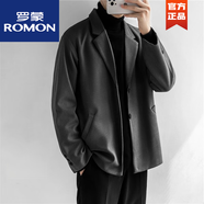羅蒙（ROMON）毛呢西裝外套男秋冬高級感冬季休閑西服韓版寬松加厚短款呢子大衣 深灰色毛呢西服 4XL