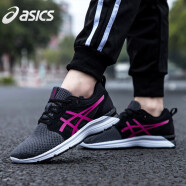 ASICS亚瑟士女鞋跑步鞋缓冲稳定马拉松跑鞋爱世克斯女子运动鞋 深灰色/粉色/黑色 37.5