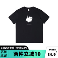 邦喬仕（BFDQJS）美式重磅純棉白色短袖T恤男士夏季新款寬松青少年打底衫學(xué)生半袖 黑色黑喵像素 L(推薦體重110-130斤)
