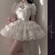 豹了個(gè)貓?jiān)瓌?chuàng)lolita契約十字jsk哥特狗短甜美連衣單裙辣妹裙 白色（單裙子) S