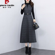 皮爾卡丹（pierre cardin）媽媽背心無(wú)袖連衣裙秋冬季毛呢裙子時(shí)尚洋氣減齡氣質(zhì)遮肚顯瘦長(zhǎng)裙 毛衣配背心裙 M 95-105斤