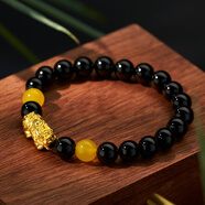 中國黃金配飾耳環(huán)飾品S925項鏈/珍珠吊墜/手鏈/耳釘/配飾七夕情人節(jié)送男/女友老婆節(jié)日禮物 足金貔貅黑玉髓手串210194