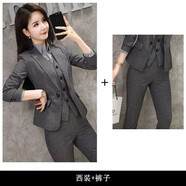 職倪 職業(yè)西裝套裝女秋冬面試正裝時(shí)尚工裝上班經(jīng)理工作服高端氣質(zhì)西服 灰色外套+褲子 L