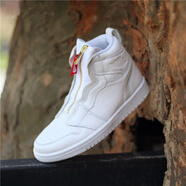 耐克（NIKE）女鞋 Air Jordan1 AJ1 運動休閑高幫拉鏈籃球鞋 AQ3742-116 AJ1純白拉鏈 39