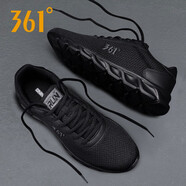 361度男鞋運(yùn)動(dòng)鞋輕便透氣慢跑鞋網(wǎng)鞋夏季新款旅游鞋子男士跑步鞋大碼 烏黑色/10U中灰 40