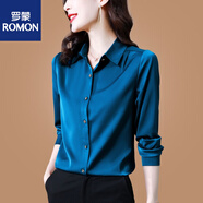 羅蒙杭州重磅長袖真絲出口襯衫女士襯衣春夏寬松顯瘦休閑職業(yè)氣質(zhì)上衣 高端品牌綠色【高品質(zhì)服飾】+高檔品牌 XL 115-125斤+高檔品牌