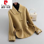 皮爾卡丹（pierre cardin）短款時(shí)尚雙面絨外套女2025秋冬新款韓版手工雙面呢大衣寬松減齡款 卡其色 L 【95-110斤】