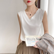 歌米拉 寬肩吊帶背心女新款夏季v領(lǐng)內(nèi)搭打底緞面外穿上衣